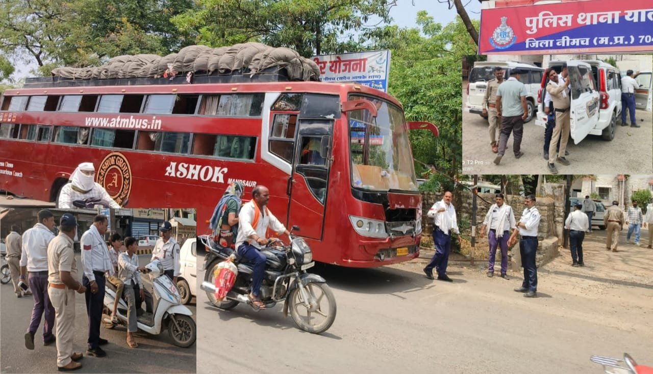 पुलिस थाना यातायात नीमच ने  यात्री बस में लगेज ढोने वाली बस एवं ब्लैक फिल्म लगे हुए वाहन चालको एवं नाबालिग वाहन चालक के विरूद्व की गई कार्यवाही
